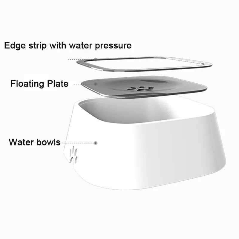Dog Drinking Water Bowl Floating Non-Wetting