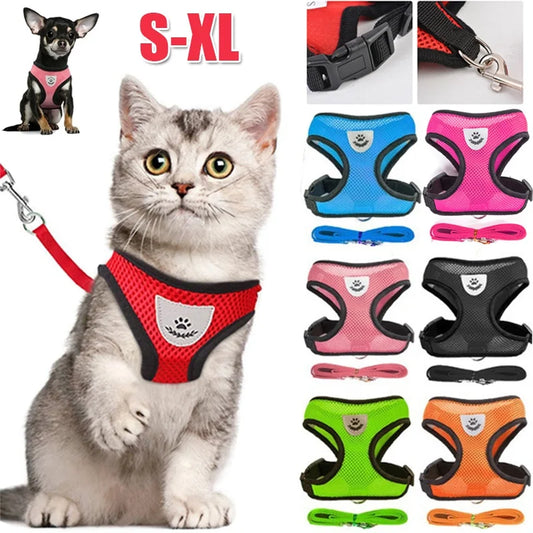 Cat Dog Harness with Lead Leash Adjustable